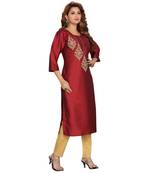 Art Silk Maroon Color Kurti