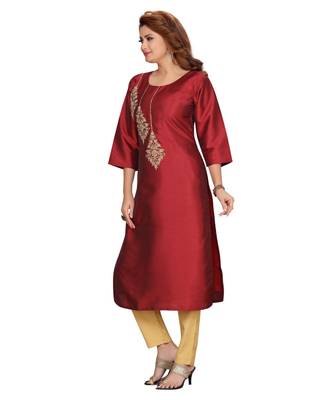 Art Silk Maroon Color Kurti 3