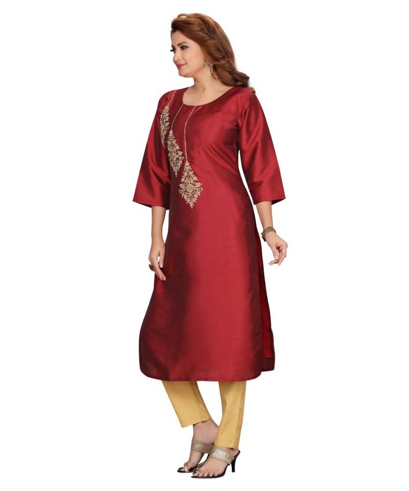 Art Silk Maroon Color Kurti