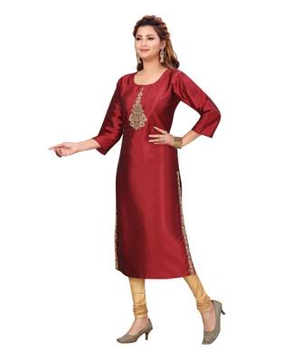 Art Silk Maroon Color Kurti 3
