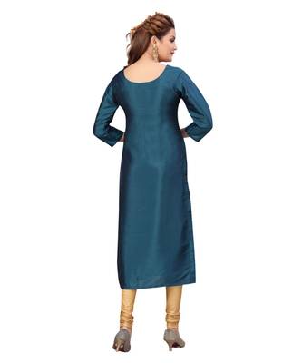 Art Silk Rama Green Color Kurti 2
