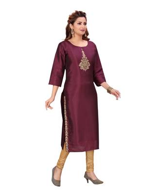 Art Silk Wine Color Kurti 1