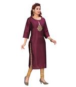 Art Silk Wine Color Kurti
