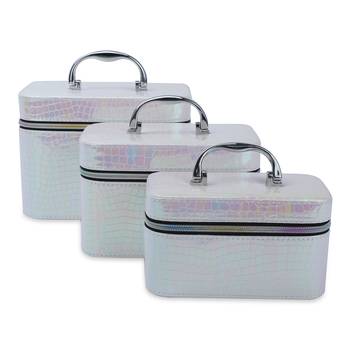 NFI essentials Makeup Bag Set of 3 Cosmetic Box Jewellery Bridal Box Trousseau Box Vanity Beauty Case Organizer (Pink) 1