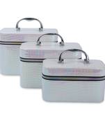 NFI essentials Makeup Bag Set of 3 Cosmetic Box Jewellery Bridal Box Trousseau Box Vanity Beauty Case Organizer (Pink)