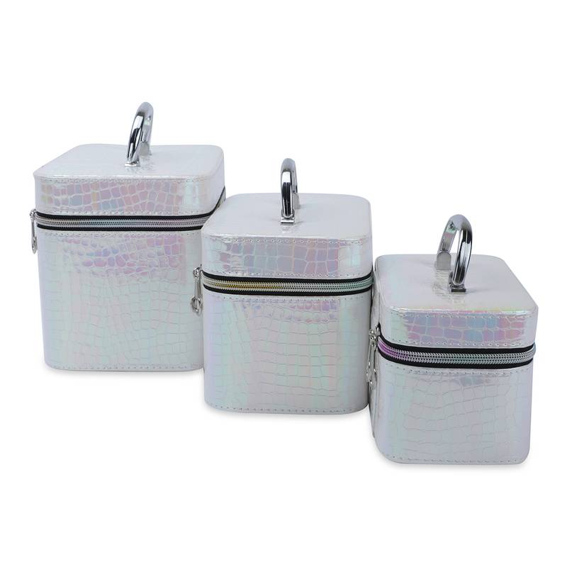 NFI essentials Makeup Bag Set of 3 Cosmetic Box Jewellery Bridal Box Trousseau Box Vanity Beauty Case Organizer (Pink)