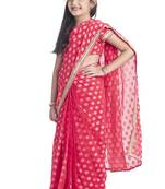 Bhartiya Paridhan Girls Ready To Wear Stitched 6 Yard Aboli Red Saree With Stitched Blouse