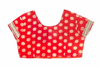 Bhartiya Paridhan Girls Ready To Wear Stitched 6 Yard Orange Saree With Stitched Blouse 4