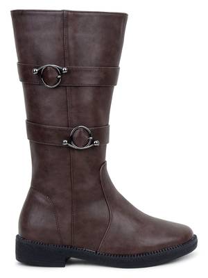 Msc Brown Synthetic calf length boots for women 2