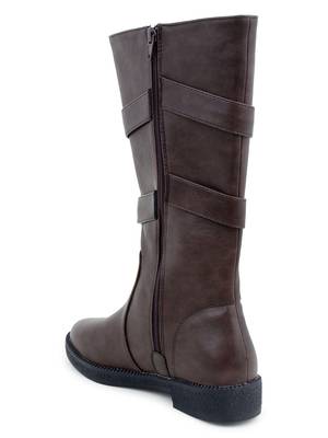 Msc Brown Synthetic calf length boots for women 4