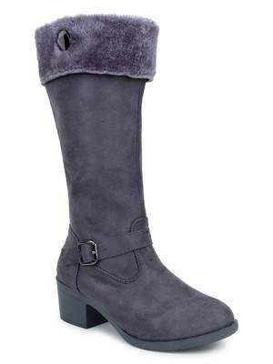 Msc Grey Synthetic calf length heel boots for women 1
