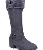Msc Grey Synthetic calf length heel boots for women