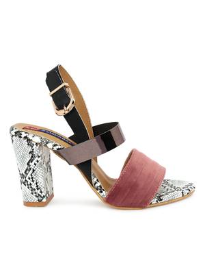 Msc Pink Synthetic Stylish block heels for women 2