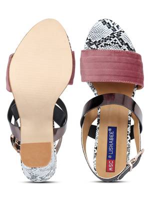 Msc Pink Synthetic Stylish block heels for women 5