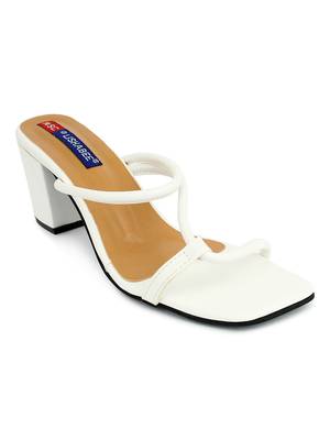 Msc White Synthetic Stylish block heels for women 1
