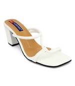 Msc White Synthetic Stylish block heels for women