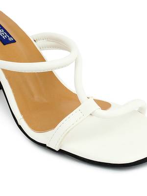 Msc White Synthetic Stylish block heels for women 2