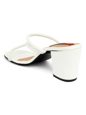 Msc White Synthetic Stylish block heels for women 4