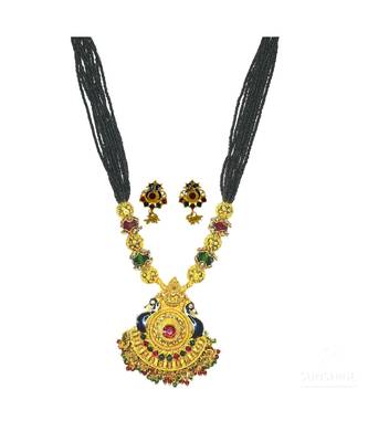Ayron Gold Plated Crystal Ball Kolhapuri  Necklace Set 1