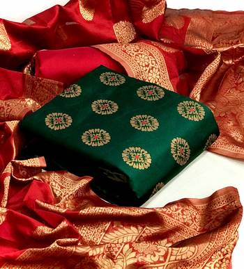 Dark-green block print jacquard salwar 1