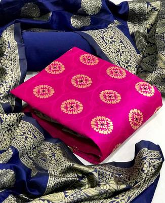 Rani-pink block print jacquard salwar 1