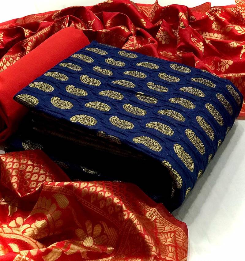 Navy-blue paisley jacquard salwar