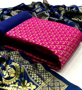 Rani-pink abstract print jacquard salwar 1