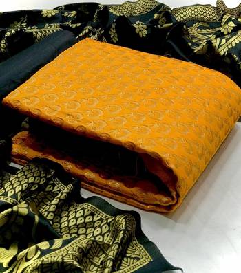 Dark-yellow abstract print jacquard salwar 1