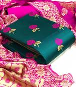 Teal floral print jacquard salwar