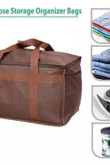 atorakushon   Nylon Travelling Bag Duffle Bags Wardrobe Luggage Organizer Under Bed Storage Bag Large Pack of 1 (Brown)