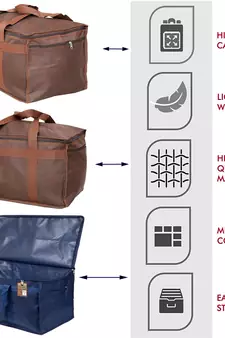 atorakushon   Nylon Travelling Bag Duffle Bags Wardrobe Luggage Organizer Under Bed Storage Bag Large Pack of 1 (Brown)