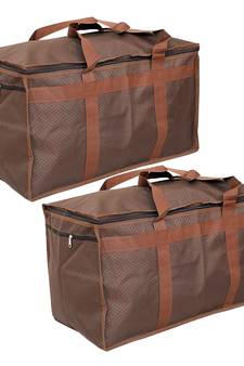 atorakushon   Nylon Travelling Bag Duffle Bags Wardrobe Luggage Organizer Under Bed Storage Bag Large Pack of 2 (Brown)