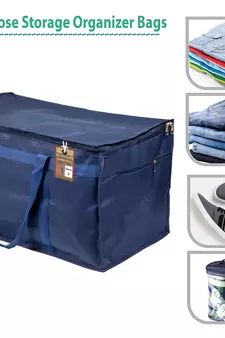 atorakushon   Nylon Travelling Bag Duffle Bags Wardrobe Luggage Organizer Under Bed Storage Bag Large Pack of 1 (Blue )