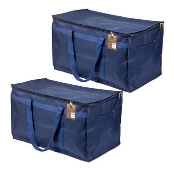 atorakushon   Nylon Travelling Bag Duffle Bags Wardrobe Luggage Organizer Under Bed Storage Bag Large Pack of 2 (Blue ) 1