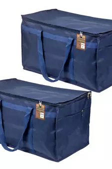 atorakushon   Nylon Travelling Bag Duffle Bags Wardrobe Luggage Organizer Under Bed Storage Bag Large Pack of 2 (Blue )