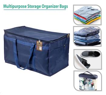atorakushon   Nylon Travelling Bag Duffle Bags Wardrobe Luggage Organizer Under Bed Storage Bag Large Pack of 2 (Blue ) 5