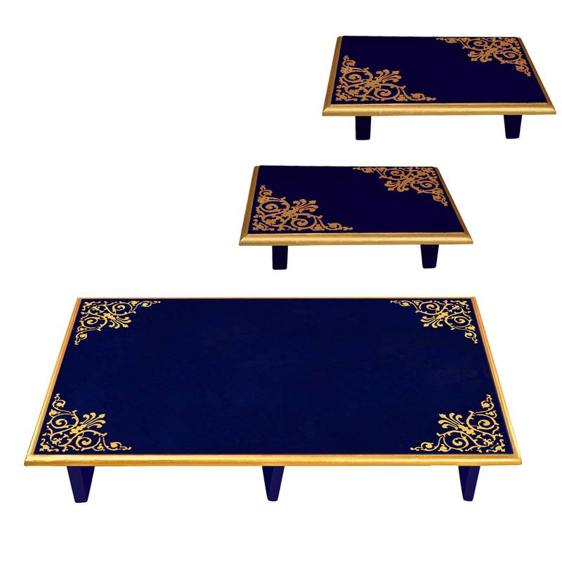 Lalhaveli Bedside Chair Wooden Square Low High Stool Coffee Table End Chair Set of 3