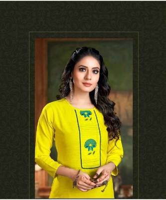 Lemon YelloW Summer Cool cotton EMBROIDERED  kurta 2