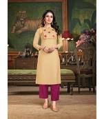 cream Summer Cool cotton EMBROIDERED  kurta