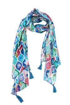 Classy Muslin Fabric Multicolor Printed women scarf/Stoles With Tassels