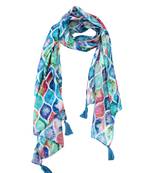 Classy Muslin Fabric Multicolor Printed women scarf/Stoles With Tassels