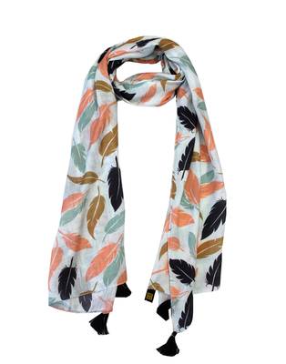 Dazzling Muslin Fabric Multicolor Printed women scarf/Stoles With Tassels 1