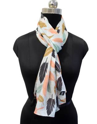 Dazzling Muslin Fabric Multicolor Printed women scarf/Stoles With Tassels 3