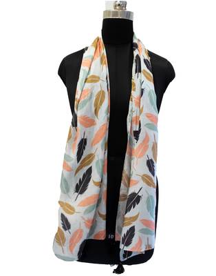 Dazzling Muslin Fabric Multicolor Printed women scarf/Stoles With Tassels 4