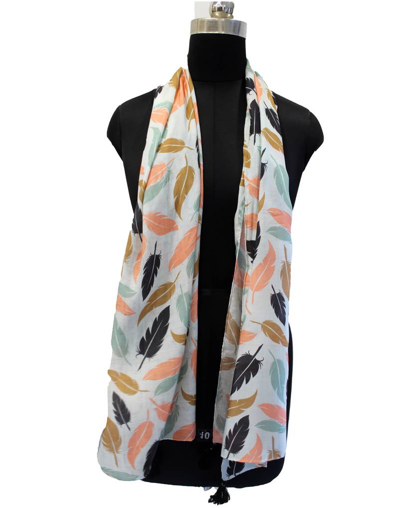 Dazzling Muslin Fabric Multicolor Printed women scarf/Stoles With Tassels
