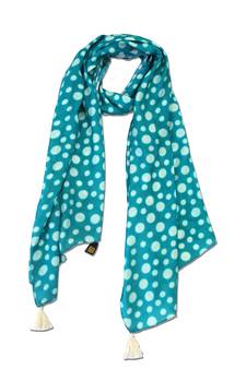 Splendid Muslin Fabric Blue Printed women scarf/Stoles With Tassels