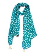 Splendid Muslin Fabric Blue Printed women scarf/Stoles With Tassels
