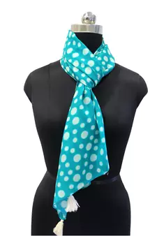 Splendid Muslin Fabric Blue Printed women scarf/Stoles With Tassels