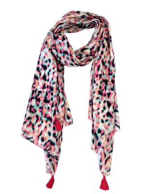 Pleasing Muslin Fabric Multicolor Printed women scarf/Stoles With Tassels 1