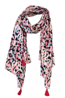 Pleasing Muslin Fabric Multicolor Printed women scarf/Stoles With Tassels